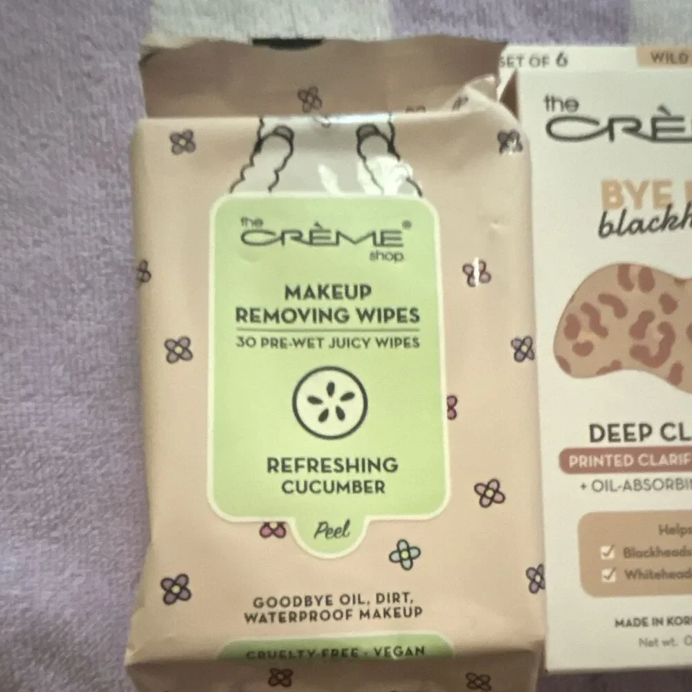 The Crème Shop Cucumber Makeup Remover Wipes 30ct + Bye Bye Blackheads Strips